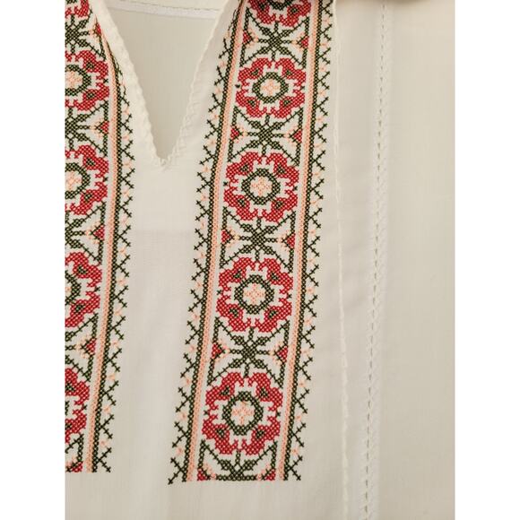 Alina Bradu Womens Size XL Embroidered Top BOHO Peasant Blouse Folk Shirt Floral - Picture 2 of 7